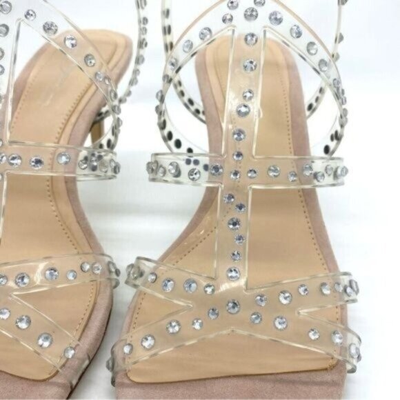 Vince Camuto Womens Imagine  Rhinestone Leather Open Toe Heels Sandals - Picture 11 of 14